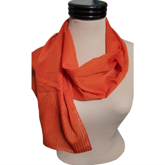 Italian Boselli Orange Rectangular Scarf - Picture 1 of 7